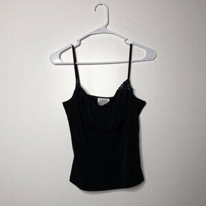 A. Byer Womens Black Princess Bust Lace Sleeveless Trimmed Tank Top Size Large